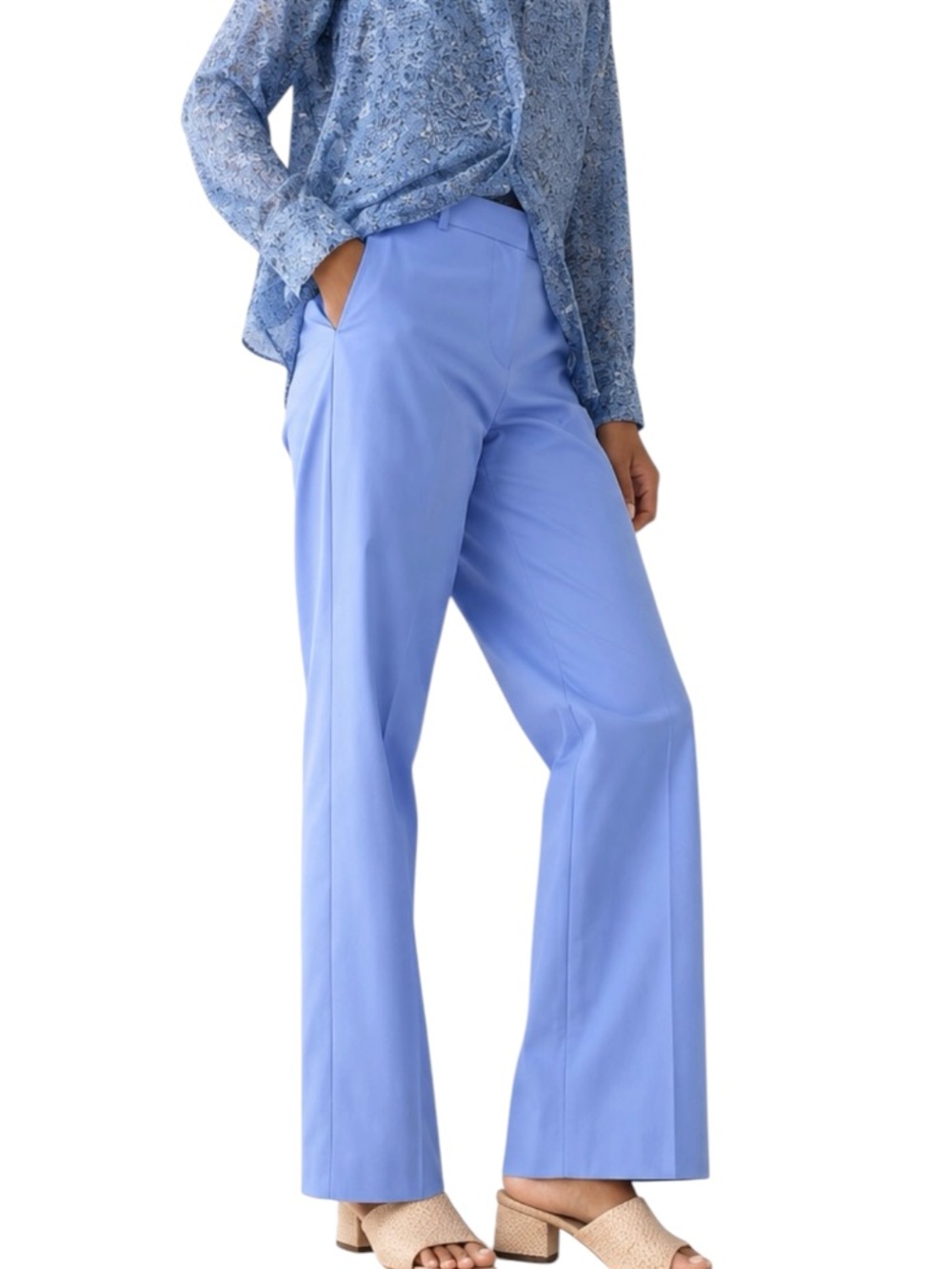 J.Crew Sydney Wide Leg Chino Pants Cornflower Blue High Rise Size 14